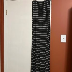 Black and Gray Stripe Tube Maxi Dress